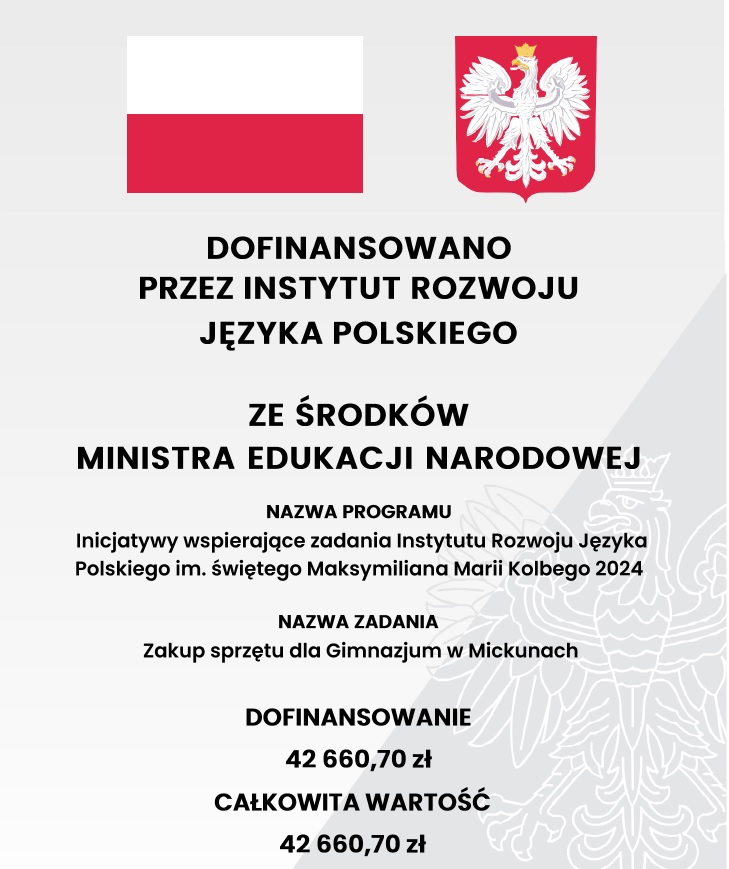 Dofinansowano przez instytut rozwoju języka polskiego ze środków ministra edukacji narodowej